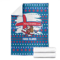 Faroe Islands Christmas Blanket with Santa Riding Whale Faroe Flag and Blue Nordic Winter Pattern Design - Wonder Print Shop