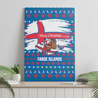 Faroe Islands Christmas Canvas Wall Art with Santa Riding Whale Faroe Flag and Blue Nordic Winter Pattern Design - Wonder Print Shop