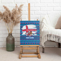 Faroe Islands Christmas Canvas Wall Art with Santa Riding Whale Faroe Flag and Blue Nordic Winter Pattern Design - Wonder Print Shop