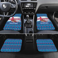 Faroe Islands Christmas Car Mats with Santa Riding Whale Faroe Flag and Blue Nordic Winter Pattern Design - Wonder Print Shop