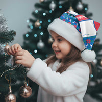 Faroe Islands Christmas Santa Hat with Santa Riding Whale Faroe Flag and Blue Nordic Winter Pattern Design - Wonder Print Shop