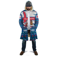 Faroe Islands Christmas Cloak with Santa Riding Whale Faroe Flag and Blue Nordic Winter Pattern Design - Wonder Print Shop