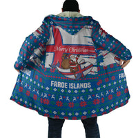 Faroe Islands Christmas Cloak with Santa Riding Whale Faroe Flag and Blue Nordic Winter Pattern Design - Wonder Print Shop