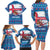 Faroe Islands Christmas Family Matching Long Sleeve Bodycon Dress and Hawaiian Shirt with Santa Riding Whale Faroe Flag and Blue Nordic Winter Pattern Design - Wonder Print Shop