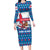 Faroe Islands Christmas Family Matching Long Sleeve Bodycon Dress and Hawaiian Shirt with Santa Riding Whale Faroe Flag and Blue Nordic Winter Pattern Design - Wonder Print Shop