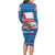 Faroe Islands Christmas Family Matching Long Sleeve Bodycon Dress and Hawaiian Shirt with Santa Riding Whale Faroe Flag and Blue Nordic Winter Pattern Design - Wonder Print Shop