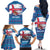 Faroe Islands Christmas Family Matching Off The Shoulder Long Sleeve Dress and Hawaiian Shirt with Santa Riding Whale Faroe Flag and Blue Nordic Winter Pattern Design - Wonder Print Shop