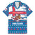 Faroe Islands Christmas Family Matching Off The Shoulder Long Sleeve Dress and Hawaiian Shirt with Santa Riding Whale Faroe Flag and Blue Nordic Winter Pattern Design - Wonder Print Shop