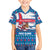 Faroe Islands Christmas Family Matching Off The Shoulder Long Sleeve Dress and Hawaiian Shirt with Santa Riding Whale Faroe Flag and Blue Nordic Winter Pattern Design - Wonder Print Shop