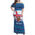 Faroe Islands Christmas Family Matching Off Shoulder Maxi Dress and Hawaiian Shirt with Santa Riding Whale Faroe Flag and Blue Nordic Winter Pattern Design - Wonder Print Shop