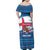 Faroe Islands Christmas Family Matching Off Shoulder Maxi Dress and Hawaiian Shirt with Santa Riding Whale Faroe Flag and Blue Nordic Winter Pattern Design - Wonder Print Shop
