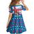 Faroe Islands Christmas Family Matching Off Shoulder Short Dress and Hawaiian Shirt with Santa Riding Whale Faroe Flag and Blue Nordic Winter Pattern Design - Wonder Print Shop