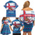 Faroe Islands Christmas Family Matching Off Shoulder Short Dress and Hawaiian Shirt with Santa Riding Whale Faroe Flag and Blue Nordic Winter Pattern Design - Wonder Print Shop