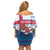 Faroe Islands Christmas Family Matching Off Shoulder Short Dress and Hawaiian Shirt with Santa Riding Whale Faroe Flag and Blue Nordic Winter Pattern Design - Wonder Print Shop