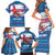 Faroe Islands Christmas Family Matching Short Sleeve Bodycon Dress and Hawaiian Shirt with Santa Riding Whale Faroe Flag and Blue Nordic Winter Pattern Design - Wonder Print Shop