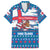 Faroe Islands Christmas Family Matching Short Sleeve Bodycon Dress and Hawaiian Shirt with Santa Riding Whale Faroe Flag and Blue Nordic Winter Pattern Design - Wonder Print Shop