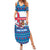 Faroe Islands Christmas Family Matching Summer Maxi Dress and Hawaiian Shirt with Santa Riding Whale Faroe Flag and Blue Nordic Winter Pattern Design - Wonder Print Shop