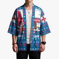 Faroe Islands Christmas Kimono with Santa Riding Whale Faroe Flag and Blue Nordic Winter Pattern Design - Wonder Print Shop