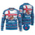 Faroe Islands Christmas Ugly Christmas Sweater with Santa Riding Whale Faroe Flag and Blue Nordic Winter Pattern Design - Wonder Print Shop