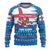 Faroe Islands Christmas Ugly Christmas Sweater with Santa Riding Whale Faroe Flag and Blue Nordic Winter Pattern Design - Wonder Print Shop