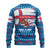 Faroe Islands Christmas Ugly Christmas Sweater with Santa Riding Whale Faroe Flag and Blue Nordic Winter Pattern Design - Wonder Print Shop