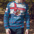 Faroe Islands Christmas Ugly Christmas Sweater with Santa Riding Whale Faroe Flag and Blue Nordic Winter Pattern Design - Wonder Print Shop