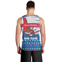 Faroe Islands Christmas Men Tank Top with Santa Riding Whale Faroe Flag and Blue Nordic Winter Pattern Design - Wonder Print Shop