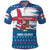 Faroe Islands Christmas Polo Shirt with Santa Riding Whale Faroe Flag and Blue Nordic Winter Pattern Design - Wonder Print Shop