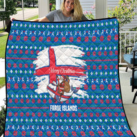 Faroe Islands Christmas Quilt with Santa Riding Whale Faroe Flag and Blue Nordic Winter Pattern Design - Wonder Print Shop