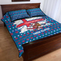 Faroe Islands Christmas Quilt Bed Set with Santa Riding Whale Faroe Flag and Blue Nordic Winter Pattern Design - Wonder Print Shop