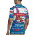 Faroe Islands Christmas Rugby Jersey with Santa Riding Whale Faroe Flag and Blue Nordic Winter Pattern Design - Wonder Print Shop