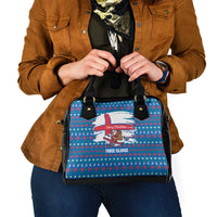 Faroe Islands Christmas Shoulder Handbag with Santa Riding Whale Faroe Flag and Blue Nordic Winter Pattern Design - Wonder Print Shop