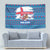 Faroe Islands Christmas Tapestry with Santa Riding Whale Faroe Flag and Blue Nordic Winter Pattern Design - Wonder Print Shop