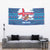 Faroe Islands Christmas Tapestry with Santa Riding Whale Faroe Flag and Blue Nordic Winter Pattern Design - Wonder Print Shop