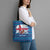 Faroe Islands Christmas Tote Bag with Santa Riding Whale Faroe Flag and Blue Nordic Winter Pattern Design - Wonder Print Shop