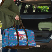 Faroe Islands Christmas Travel Bag with Santa Riding Whale Faroe Flag and Blue Nordic Winter Pattern Design - Wonder Print Shop