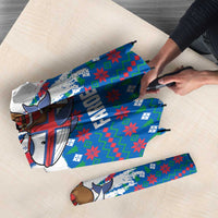 Faroe Islands Christmas Umbrella with Santa Riding Whale Faroe Flag and Blue Nordic Winter Pattern Design - Wonder Print Shop