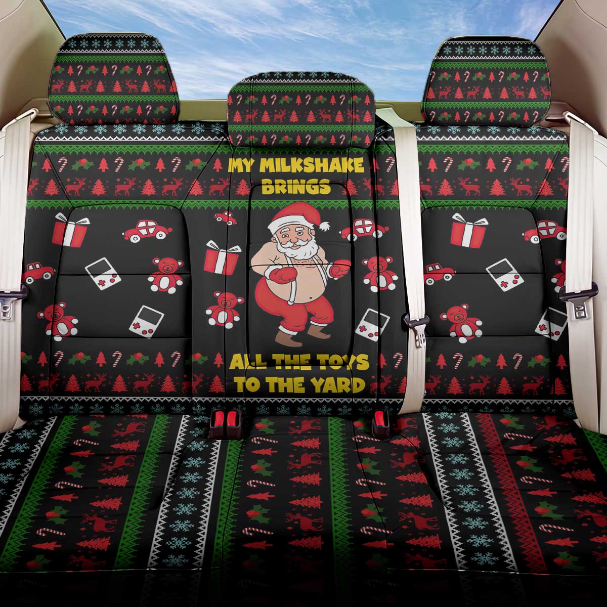 My Milkshake Bring Christmas Design Back Car Seat Cover Xmas Holiday Patterns - Wonder Print Shop
