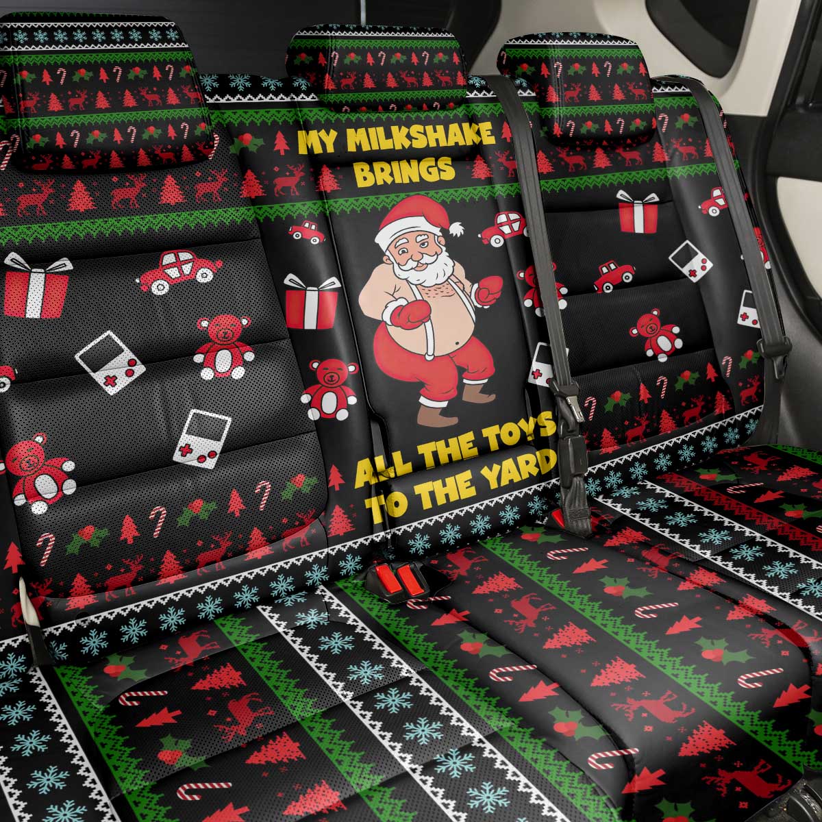 My Milkshake Bring Christmas Design Back Car Seat Cover Xmas Holiday Patterns - Wonder Print Shop