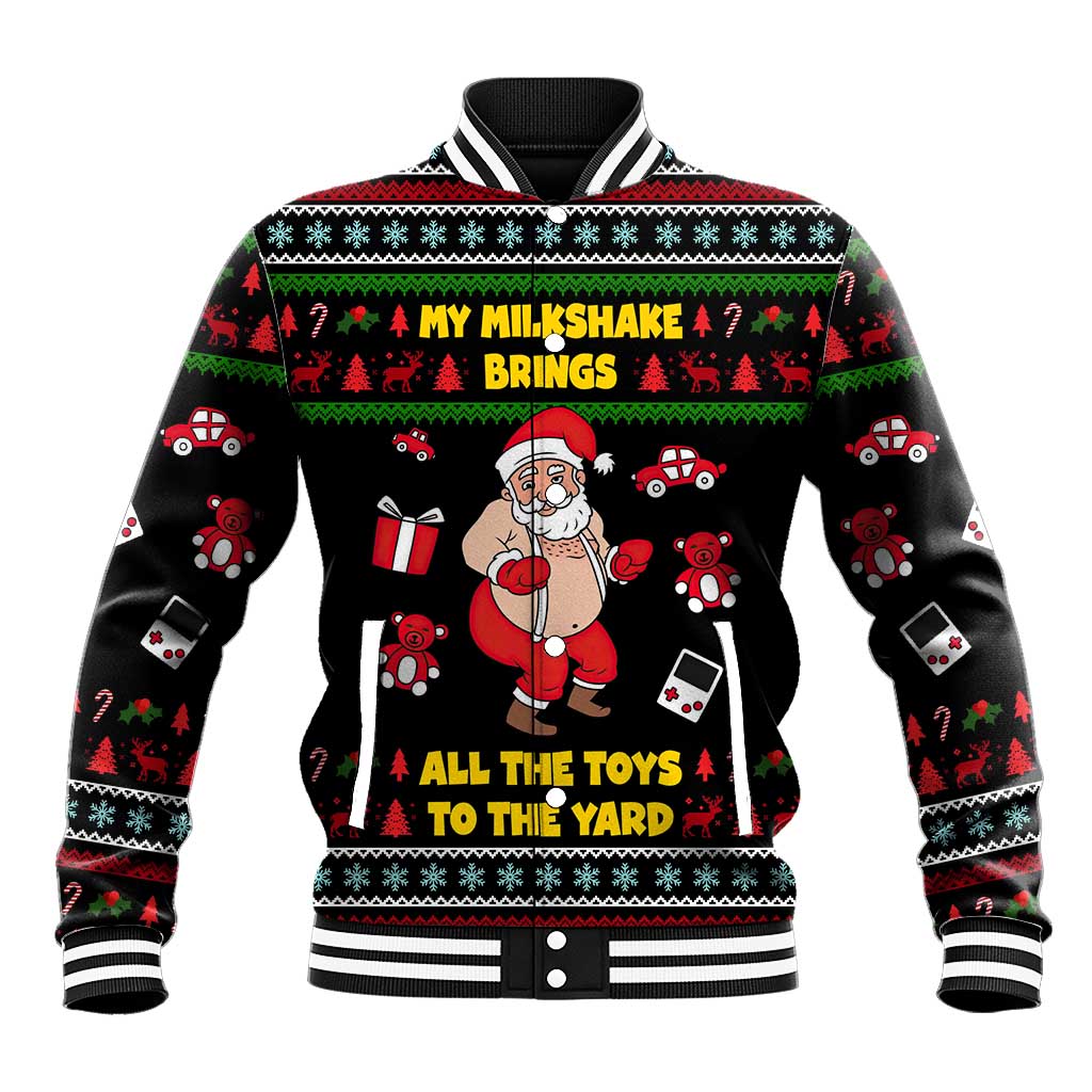 My Milkshake Bring Christmas Design Baseball Jacket Xmas Holiday Patterns - Wonder Print Shop