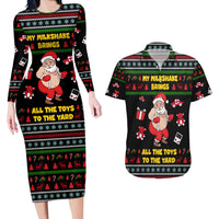 My Milkshake Bring Christmas Design Couples Matching Long Sleeve Bodycon Dress and Hawaiian Shirt Xmas Holiday Patterns - Wonder Print Shop