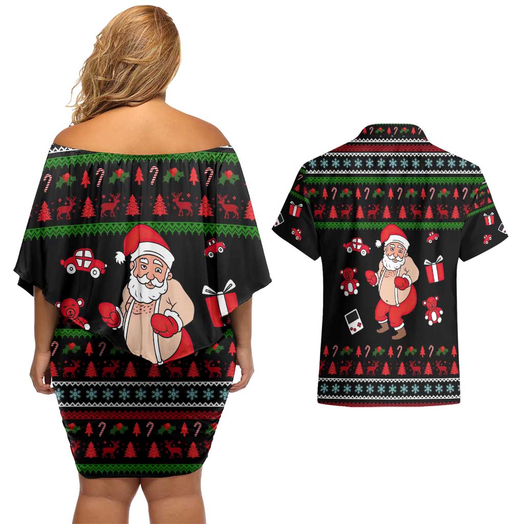 My Milkshake Bring Christmas Design Couples Matching Off Shoulder Short Dress and Hawaiian Shirt Xmas Holiday Patterns - Wonder Print Shop