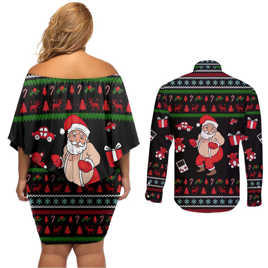 My Milkshake Bring Christmas Design Couples Matching Off Shoulder Short Dress and Long Sleeve Button Shirt Xmas Holiday Patterns - Wonder Print Shop
