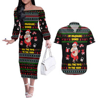 My Milkshake Bring Christmas Design Couples Matching Off The Shoulder Long Sleeve Dress and Hawaiian Shirt Xmas Holiday Patterns - Wonder Print Shop