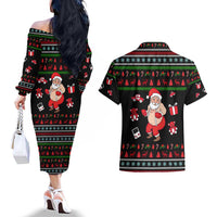 My Milkshake Bring Christmas Design Couples Matching Off The Shoulder Long Sleeve Dress and Hawaiian Shirt Xmas Holiday Patterns - Wonder Print Shop