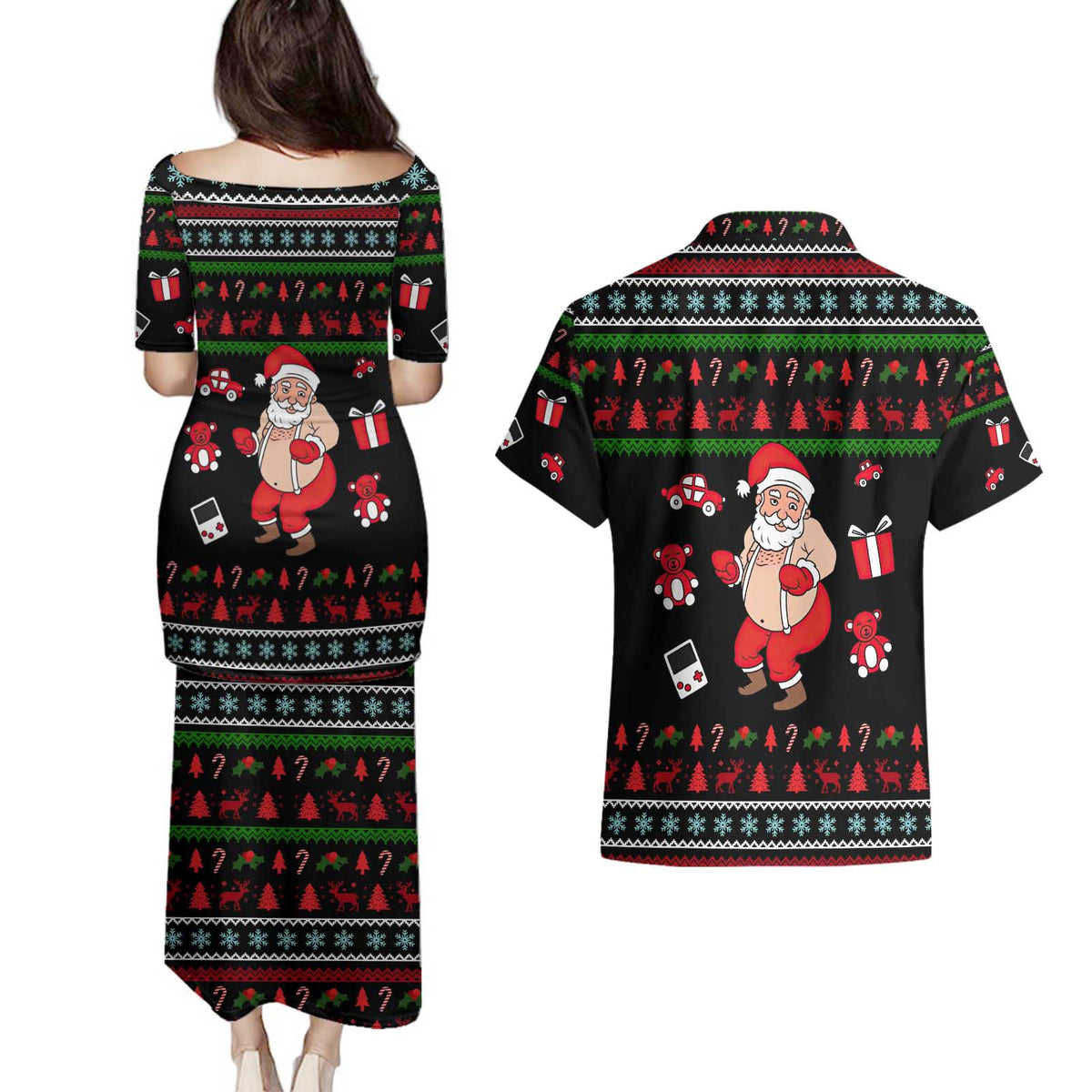 My Milkshake Bring Christmas Design Couples Matching Puletasi and Hawaiian Shirt Xmas Holiday Patterns - Wonder Print Shop