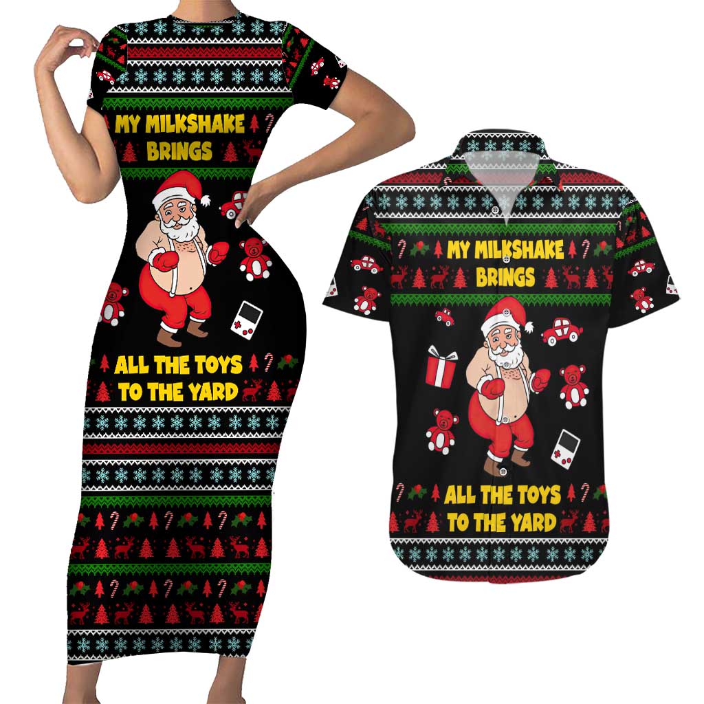 My Milkshake Bring Christmas Design Couples Matching Short Sleeve Bodycon Dress and Hawaiian Shirt Xmas Holiday Patterns - Wonder Print Shop