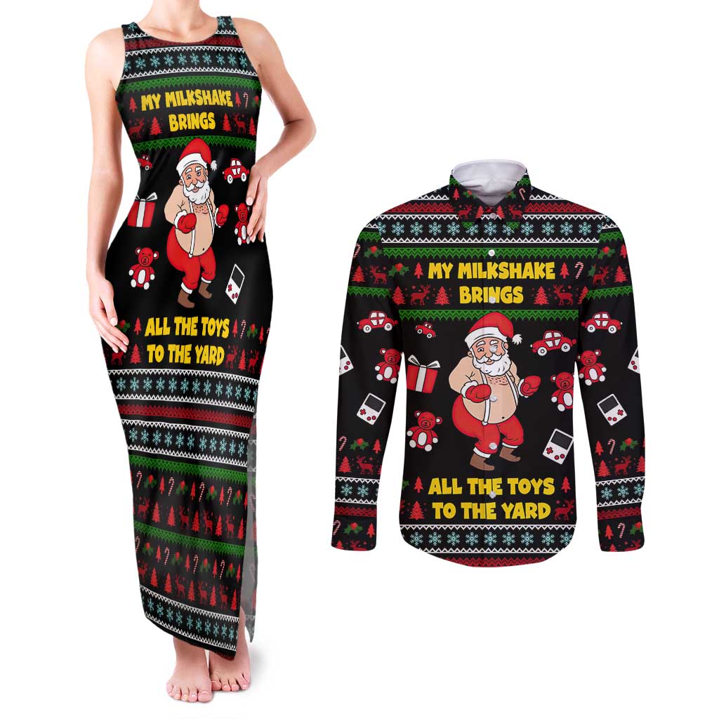 My Milkshake Bring Christmas Design Couples Matching Tank Maxi Dress and Long Sleeve Button Shirt Xmas Holiday Patterns - Wonder Print Shop