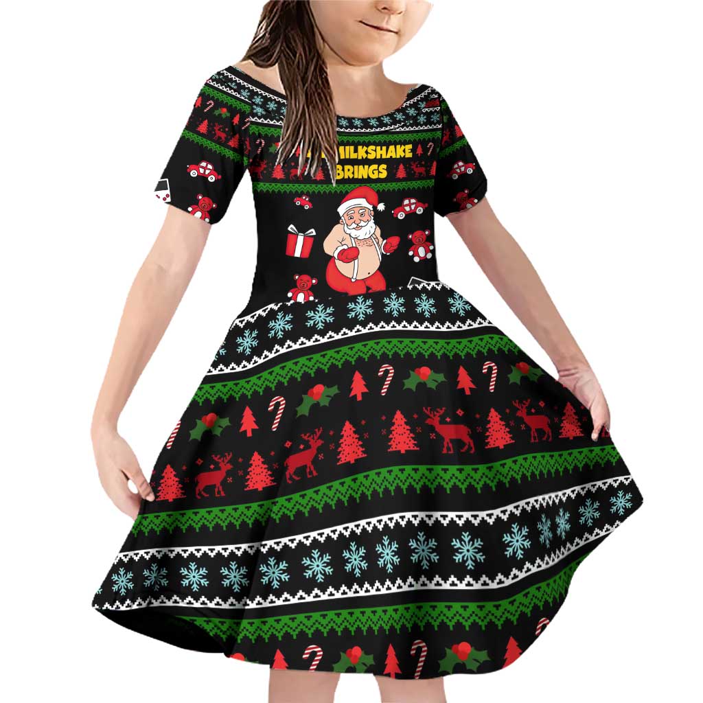 My Milkshake Bring Christmas Design Family Matching Off Shoulder Short Dress and Hawaiian Shirt Xmas Holiday Patterns - Wonder Print Shop
