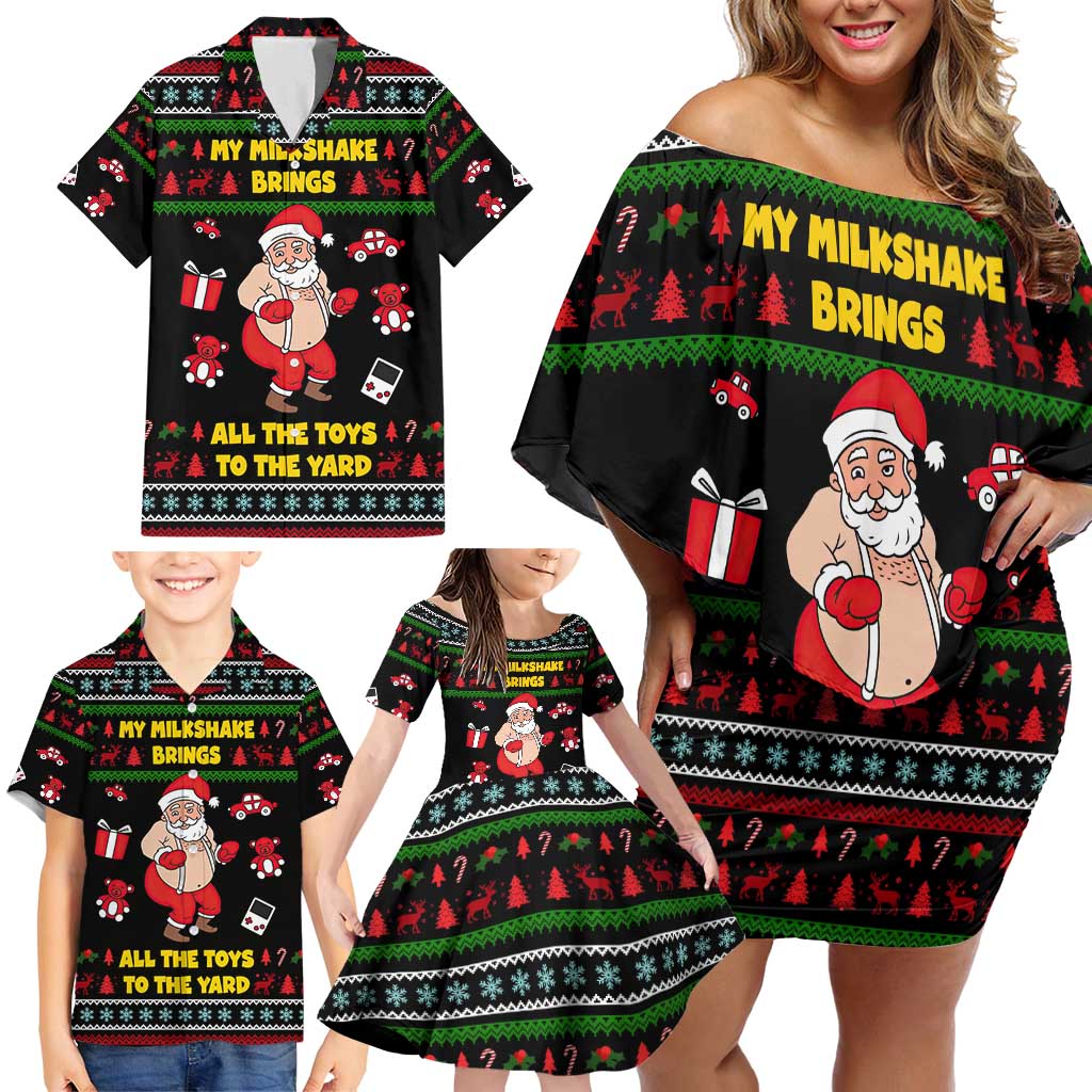My Milkshake Bring Christmas Design Family Matching Off Shoulder Short Dress and Hawaiian Shirt Xmas Holiday Patterns - Wonder Print Shop